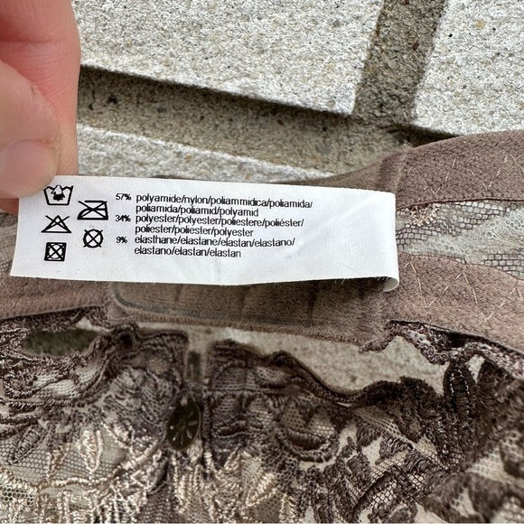 Chantelle Africa Sheer Mesh Demi Underwire Bra Mocha Brown Embroidered Lace 3695 - Picture 7 of 9